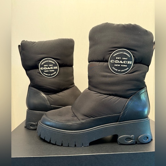 Coach Women's Black Puffer Winter Boots - Picture 1 of 7